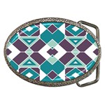 Teal and Plum Geometric Pattern Belt Buckles Front