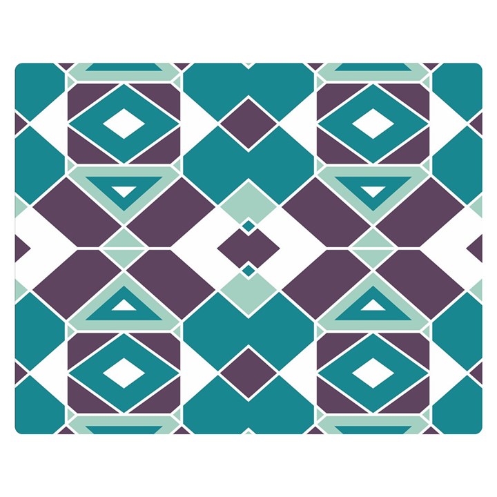 Teal and Plum Geometric Pattern Double Sided Flano Blanket (Medium) 