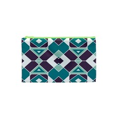 Teal And Plum Geometric Pattern Cosmetic Bag (xs) by mccallacoulture