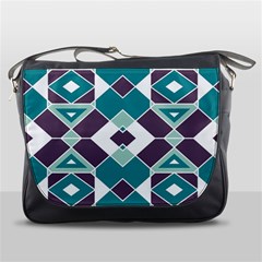 Teal And Plum Geometric Pattern Messenger Bag by mccallacoulture