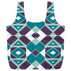 Teal And Plum Geometric Pattern Full Print Recycle Bag (xl)