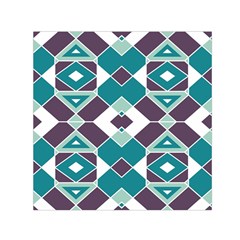 Teal And Plum Geometric Pattern Small Satin Scarf (square) by mccallacoulture