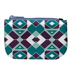 Teal And Plum Geometric Pattern Large Coin Purse by mccallacoulture