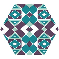 Teal And Plum Geometric Pattern Wooden Puzzle Hexagon by mccallacoulture