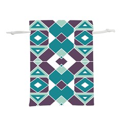 Teal And Plum Geometric Pattern Lightweight Drawstring Pouch (l) by mccallacoulture