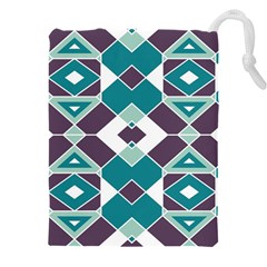 Teal And Plum Geometric Pattern Drawstring Pouch (4xl) by mccallacoulture