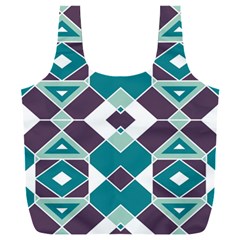 Teal And Plum Geometric Pattern Full Print Recycle Bag (xxl)