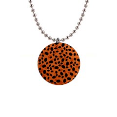 Orange Cheetah Animal Print 1  Button Necklace by mccallacoulture