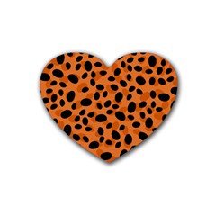 Orange Cheetah Animal Print Heart Coaster (4 Pack)  by mccallacoulture