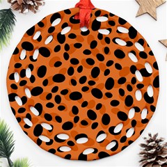 Orange Cheetah Animal Print Round Filigree Ornament (two Sides)