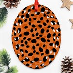 Orange Cheetah Animal Print Ornament (Oval Filigree) Front