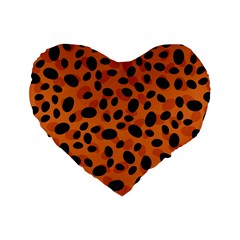 Orange Cheetah Animal Print Standard 16  Premium Heart Shape Cushions by mccallacoulture