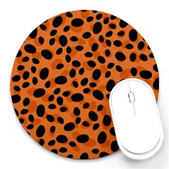 Orange Cheetah Animal Print Round Mousepads by mccallacoulture