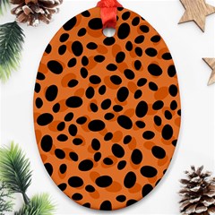 Orange Cheetah Animal Print Ornament (oval)