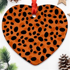 Orange Cheetah Animal Print Ornament (heart)