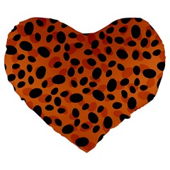 Orange Cheetah Animal Print Large 19  Premium Flano Heart Shape Cushions by mccallacoulture