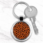 Orange Cheetah Animal Print Key Chain (Round) Front