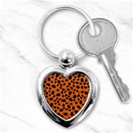 Orange Cheetah Animal Print Key Chain (Heart) Front