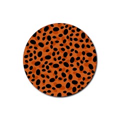 Orange Cheetah Animal Print Rubber Coaster (round)  by mccallacoulture