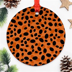 Orange Cheetah Animal Print Round Ornament (two Sides)