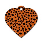 Orange Cheetah Animal Print Dog Tag Heart (Two Sides) Front