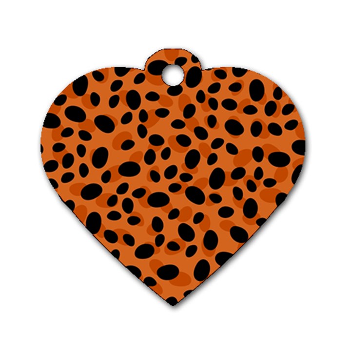 Orange Cheetah Animal Print Dog Tag Heart (Two Sides)