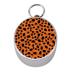 Orange Cheetah Animal Print Mini Silver Compasses by mccallacoulture