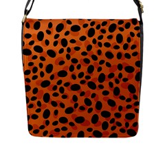 Orange Cheetah Animal Print Flap Closure Messenger Bag (l) by mccallacoulture