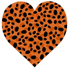 Orange Cheetah Animal Print Wooden Puzzle Heart by mccallacoulture