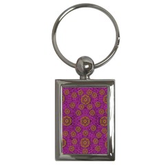 Snow Stars  In Gold On Color Key Chain (rectangle) by pepitasart