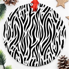 Thin Zebra Animal Print Round Filigree Ornament (two Sides)