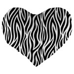 Thin Zebra Animal Print Large 19  Premium Flano Heart Shape Cushions Back