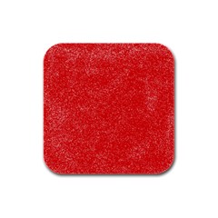 Modern Red And White Confetti Pattern Rubber Square Coaster (4 Pack)  by yoursparklingshop