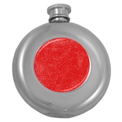 Modern Red And White Confetti Pattern Round Hip Flask (5 Oz) by yoursparklingshop