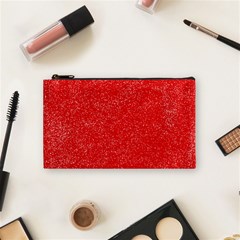 Modern Red And White Confetti Pattern Cosmetic Bag (small) by yoursparklingshop