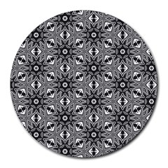 Black And White Pattern Round Mousepads by HermanTelo