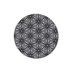 Black And White Pattern Rubber Coaster (round)  by HermanTelo