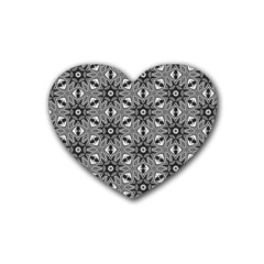 Black And White Pattern Rubber Coaster (heart) 