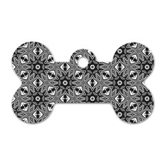 Black And White Pattern Dog Tag Bone (one Side)