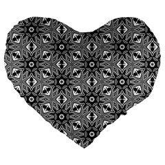 Black And White Pattern Large 19  Premium Heart Shape Cushions