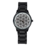 Black And White Pattern Stainless Steel Round Watch Front