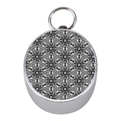 Black And White Pattern Mini Silver Compasses