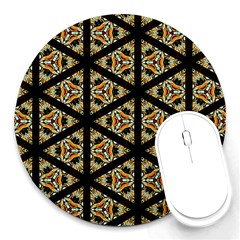 Pattern Stained Glass Triangles Round Mousepads by HermanTelo