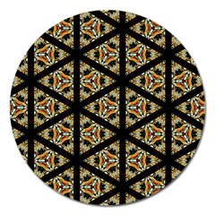 Pattern Stained Glass Triangles Magnet 5  (round) by HermanTelo