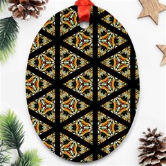 Pattern Stained Glass Triangles Oval Ornament (two Sides) by HermanTelo