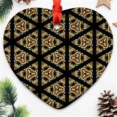 Pattern Stained Glass Triangles Heart Ornament (two Sides)