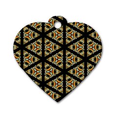 Pattern Stained Glass Triangles Dog Tag Heart (two Sides) by HermanTelo