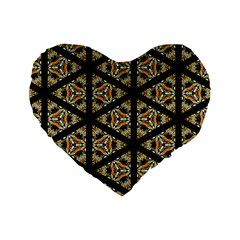 Pattern Stained Glass Triangles Standard 16  Premium Heart Shape Cushions by HermanTelo