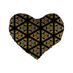 Pattern Stained Glass Triangles Standard 16  Premium Flano Heart Shape Cushions by HermanTelo