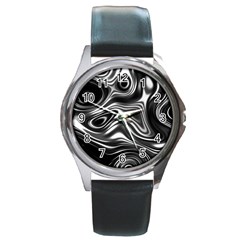 Wave Abstract Lines Round Metal Watch by HermanTelo